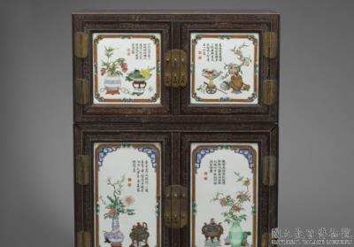 图片[2]-Sandlewood curio box with porcelain panels of antiquities, Qing dynasty, Qianlong reign (1736-1795)-China Archive